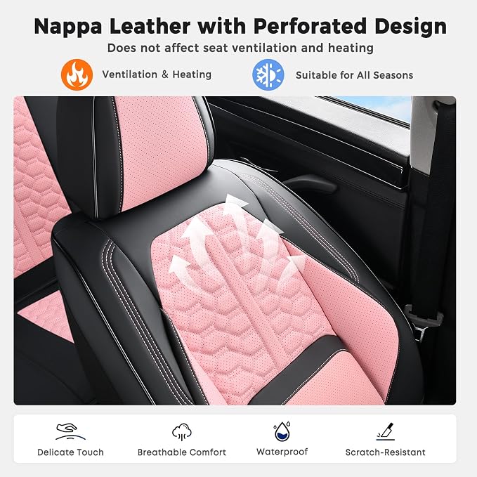 Universal Seat Covers — Front Seat — Black / Pink
