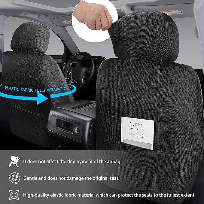 Universal Faux Leather Seat Covers — Front Seat — Black