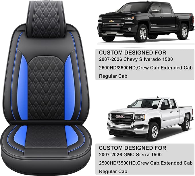 Seat Covers for Chevrolet Silverado / GMC Sierra — Front Seat — Black / Blue
