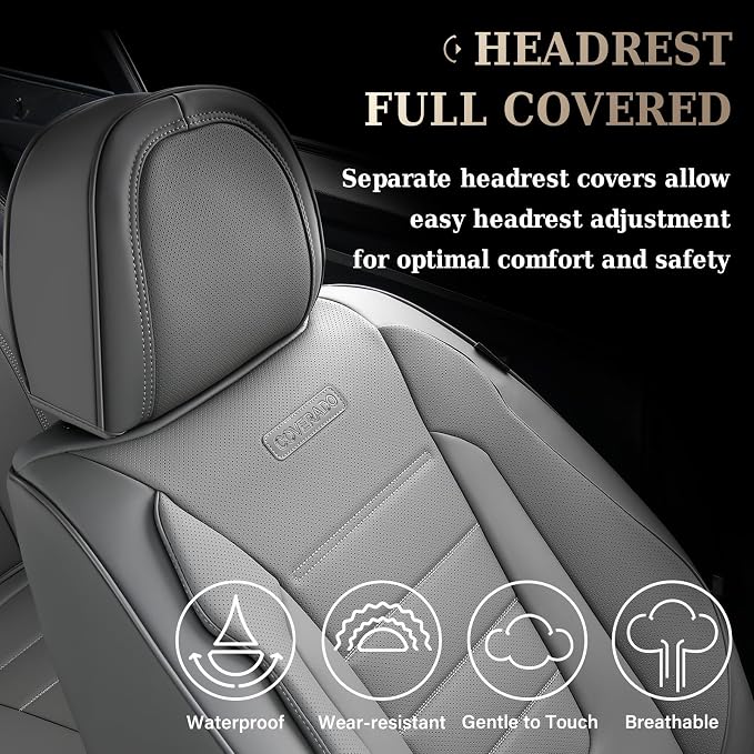 Universal Faux Leather Seat Covers — Front Seat — Gray