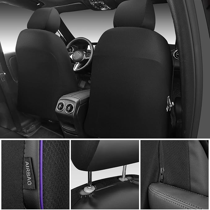 Universal Fabric Seat Covers — Front Seat — Black / Purple