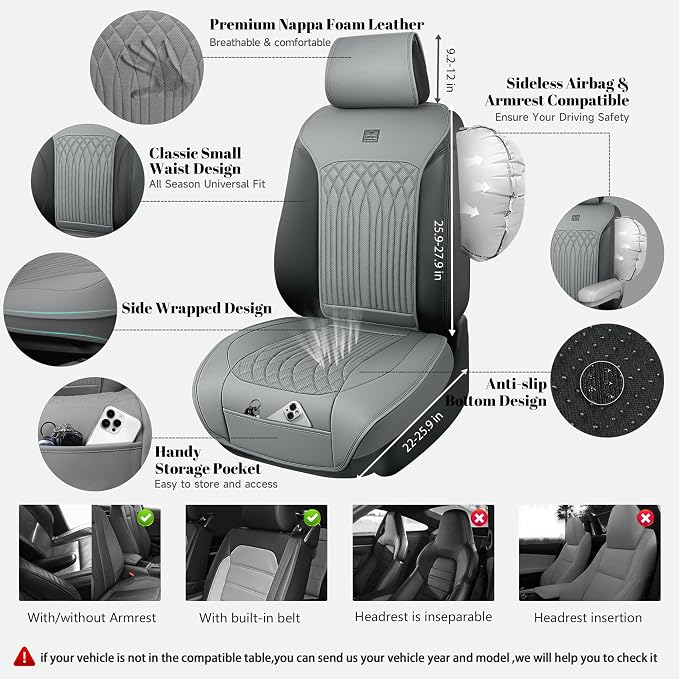 Universal Seat Covers — Front Seat — Gray