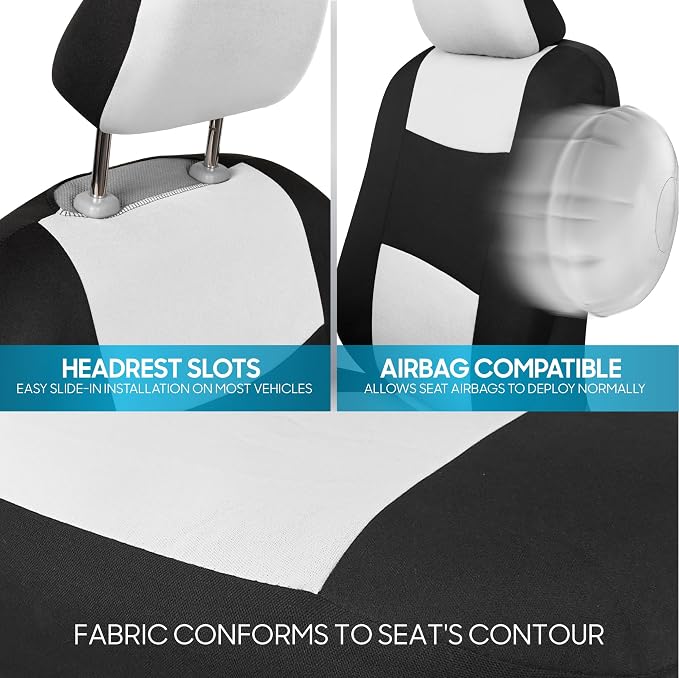 Car Seat Covers — Full Set — White / Black