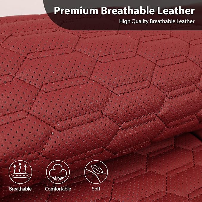 Universal Faux Leather Seat Covers — Full Set — Burgundy