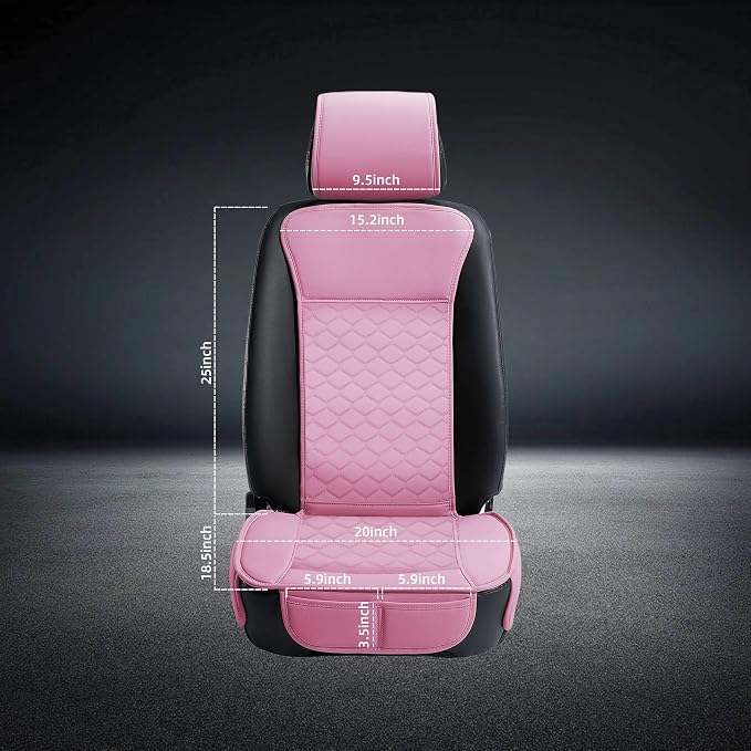 Universal Faux Leather Seat Covers — Front Seat — Pink