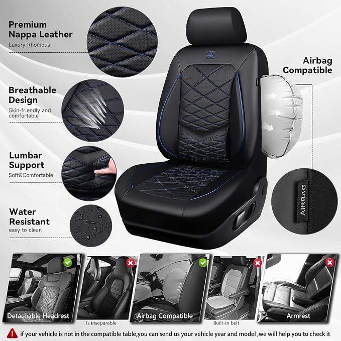 Universal Seat Covers — Front Seat — Black / Blue