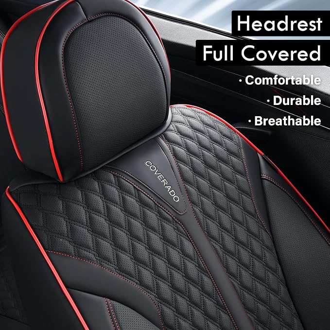 Universal Seat Covers — Full Set — Black / Red
