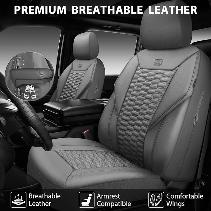 Universal Faux Leather Seat Covers — Full Set — Gray