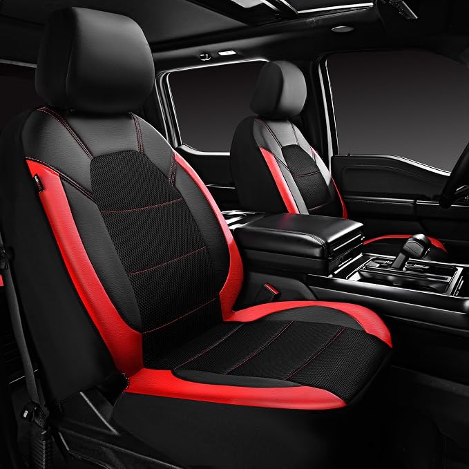 Universal Fabric Seat Covers — Front Seat — Black / Red