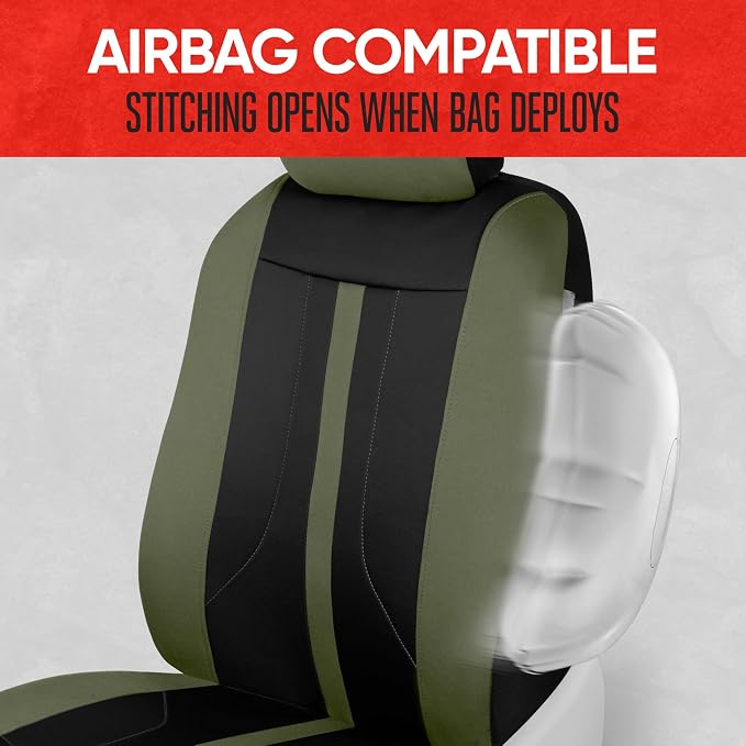 Fabric Car Seat Covers — Front Seat — Green