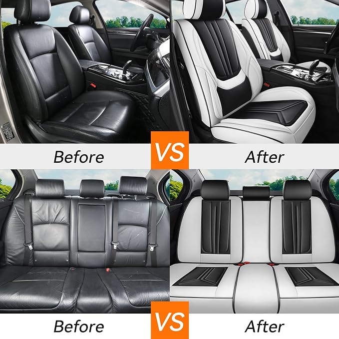 Universal Seat Covers — Full Set — White / Black