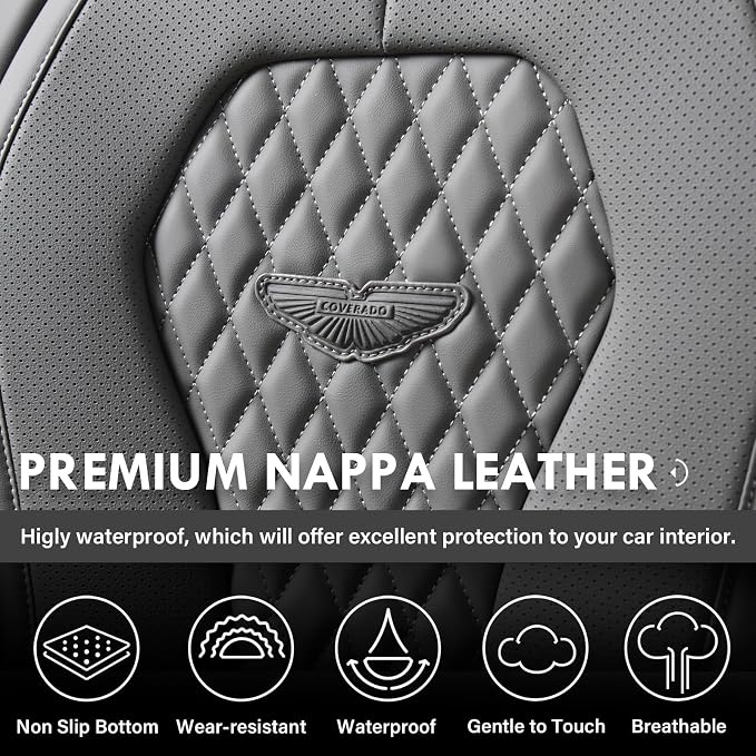 Universal Faux Leather Seat Covers — Front Seat — Gray