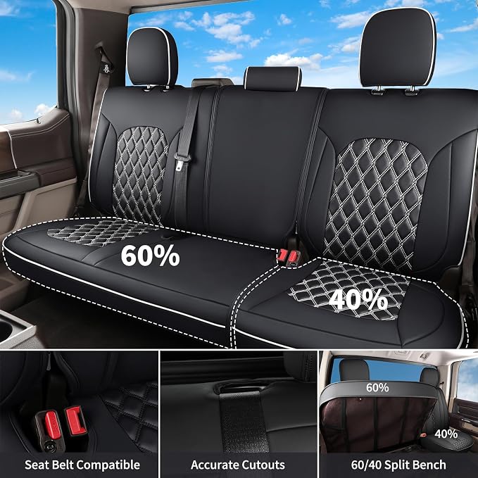 Seat Covers for Toyota Tacoma — Full Set — Black / White