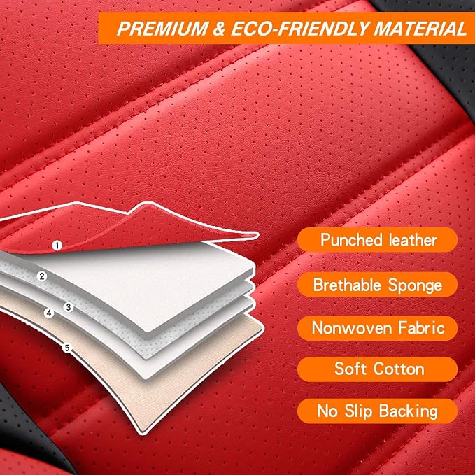 Universal Seat Covers — Full Set — Black / White / Red