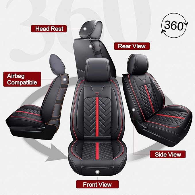 Seat Covers for Toyota Tacoma — Front Seat — Black / Red