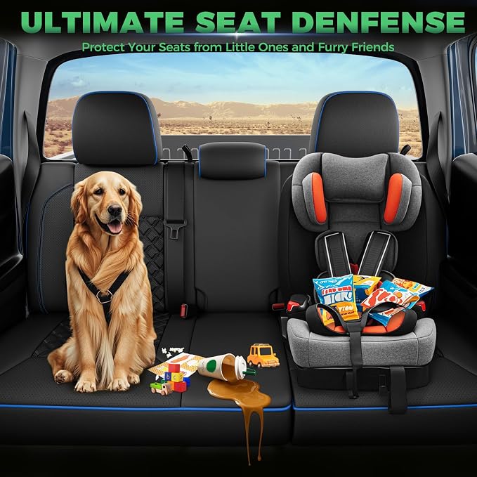 Seat Covers for Toyota Tacoma — Full Set — Black / Blue