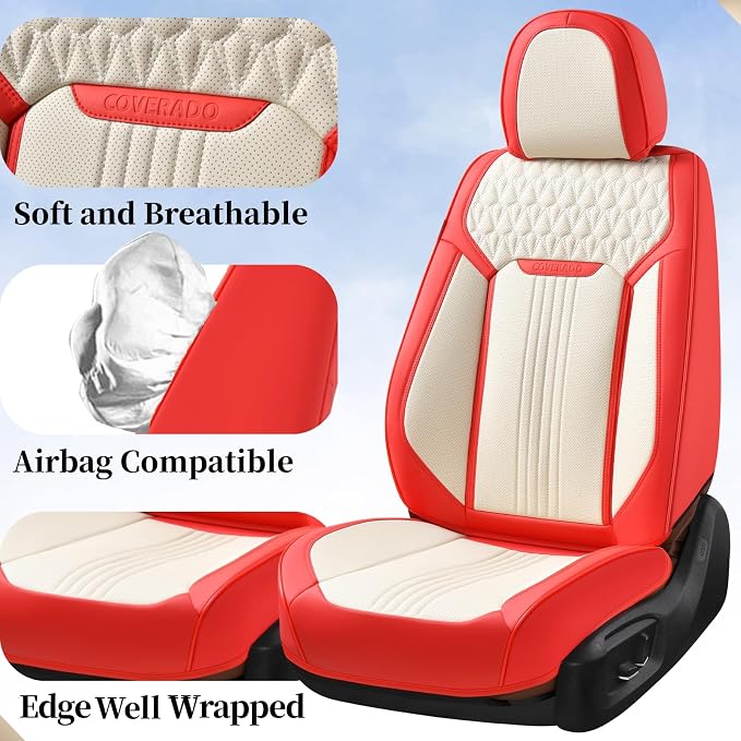 Universal Seat Covers — Full Set — Red / White