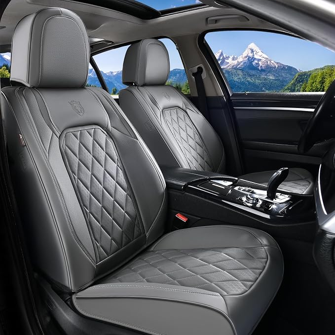 Universal Faux Leather Seat Covers — Front Seat — Gray