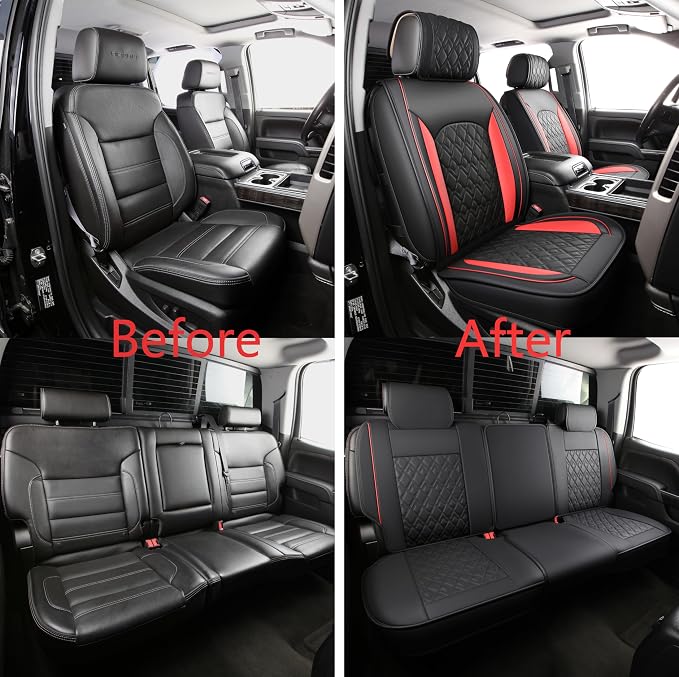 Seat Covers for Chevrolet Silverado / GMC Sierra — Front Seat — Black / Red