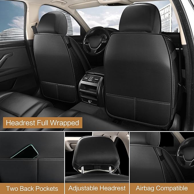 Universal Faux Leather Seat Covers — Black / Red