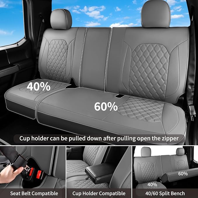 Seat Covers for Chevrolet Silverado / GMC Sierra — Rear Seat — Gray