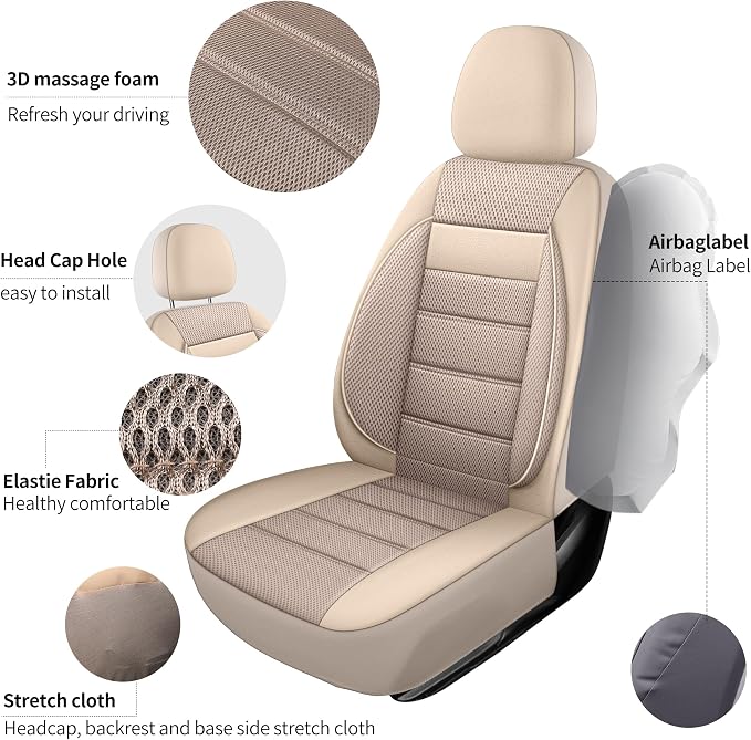 Universal Fabric Seat Covers — Beige