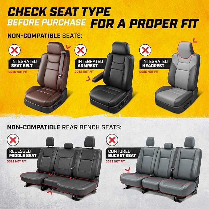 Fabric Seat Covers for Multiple Vehicles — Full Set — Brown