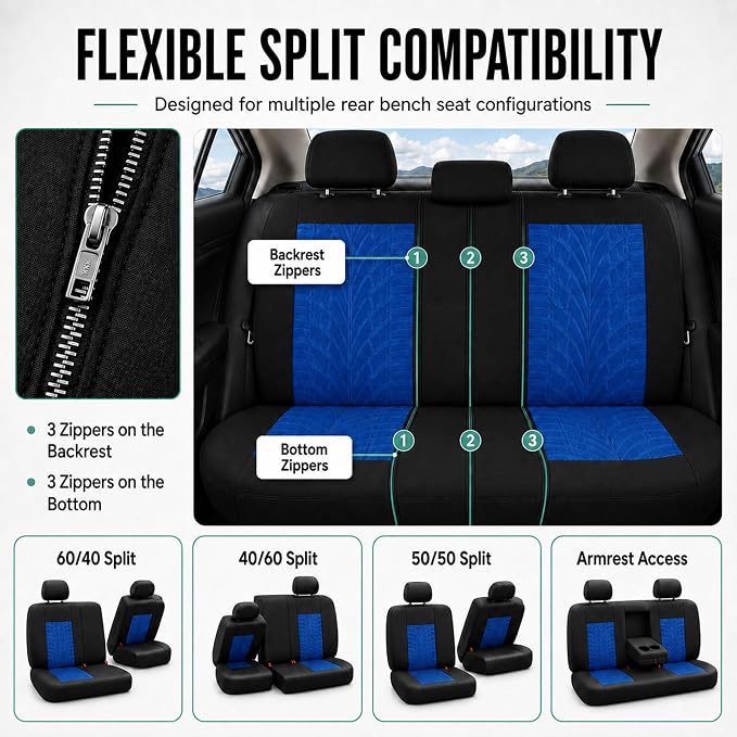 Universal Seat Covers — Full Set — Blue