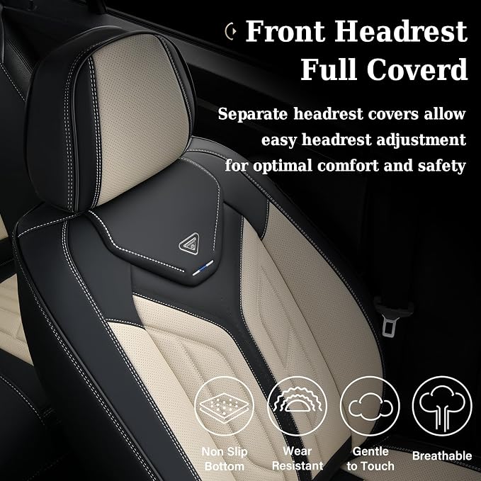 Universal Seat Covers — Front Seat — Black / Beige