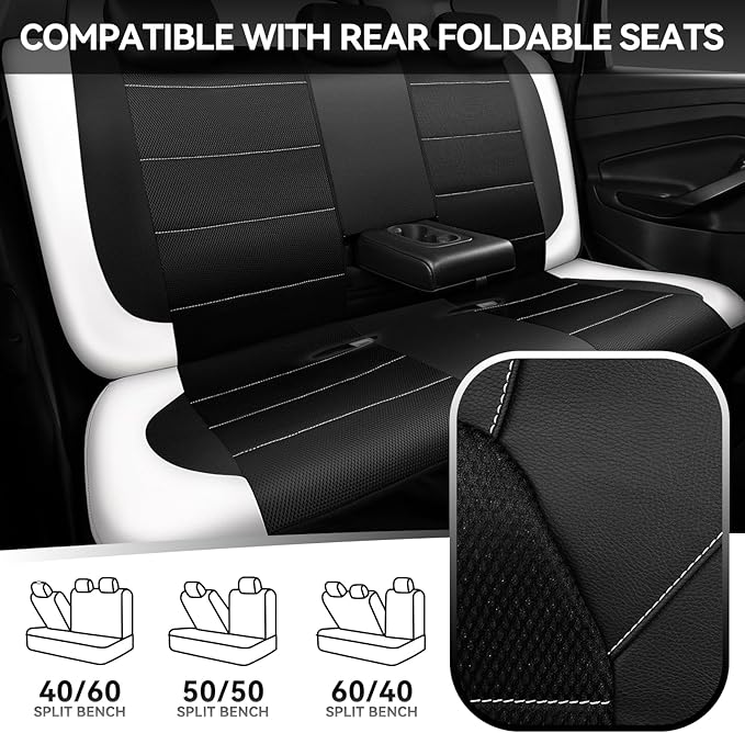 Universal Seat Covers — Full Set — Black / White