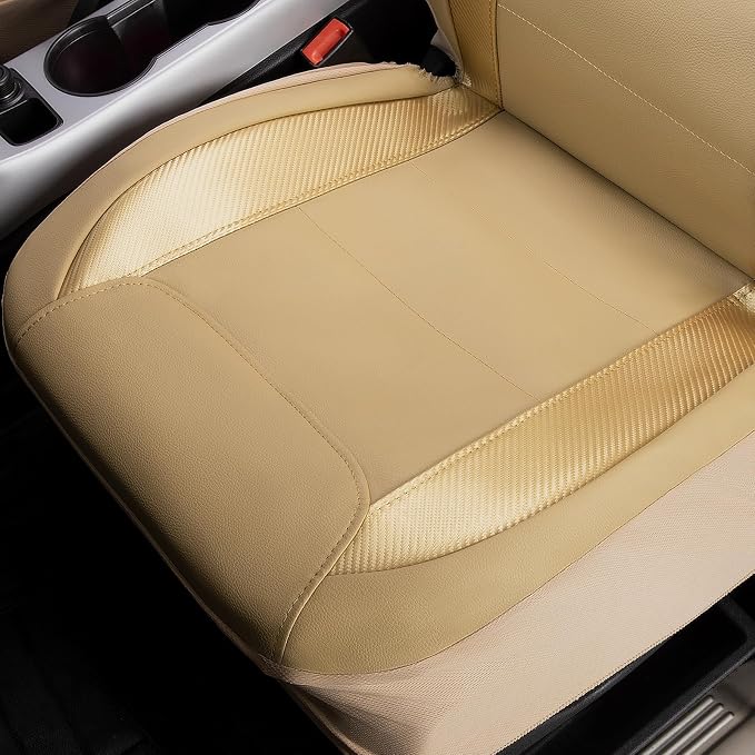 Faux Leather Car Seat Covers — Front Seat — Beige