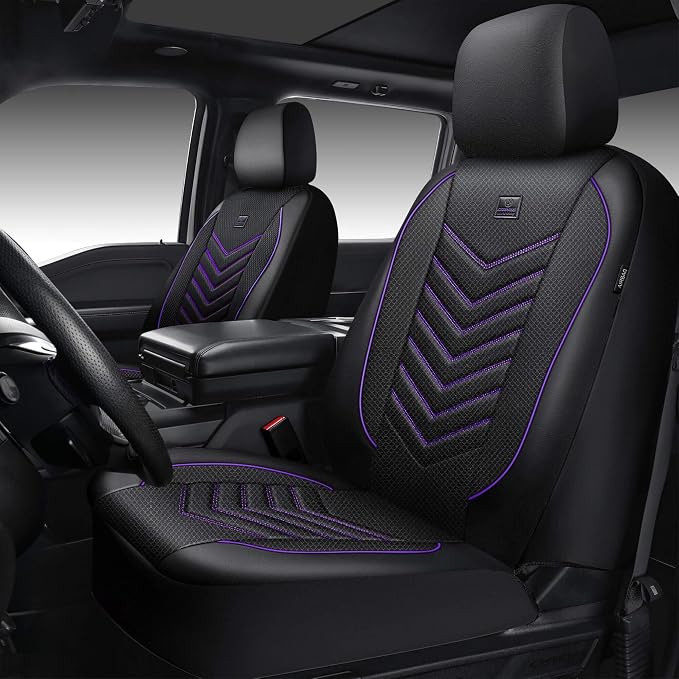 Universal Fabric Seat Covers — Front Seat — Black / Purple