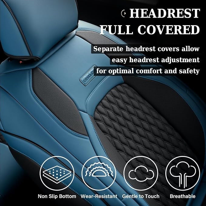Faux Leather Seat Covers for Chevrolet Silverado / GMC Sierra — Full Set — Blue