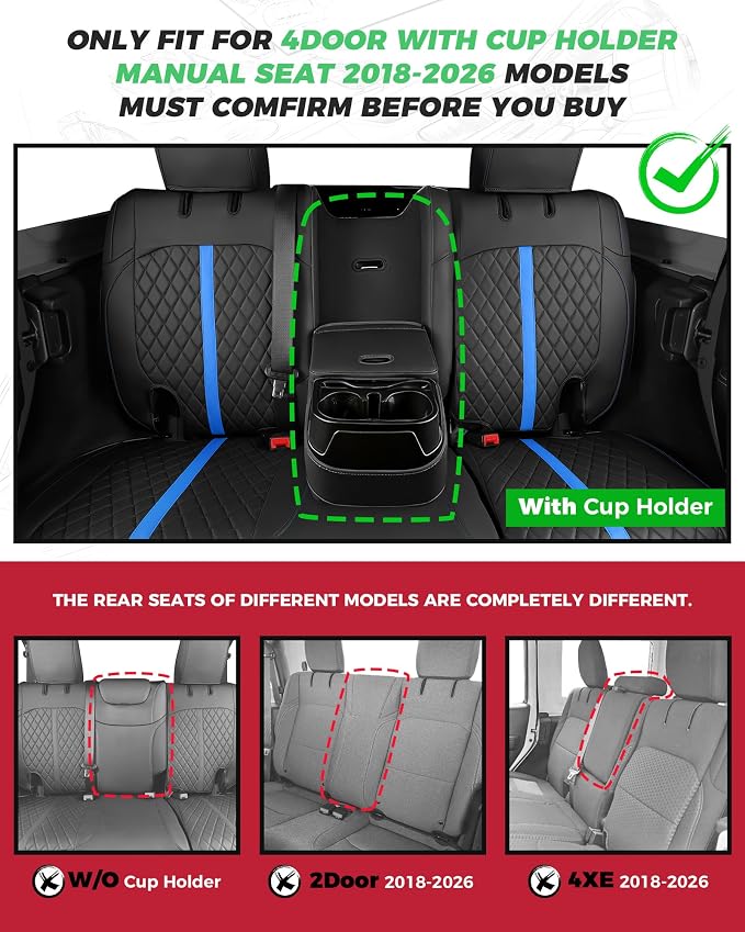Seat Covers for Jeep Wrangler — Full Set — Black / Blue