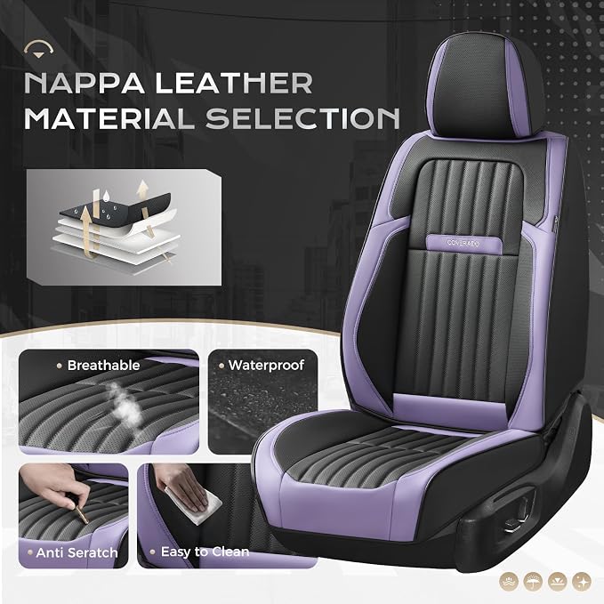 Universal Seat Covers — Front Seat — Purple / Black