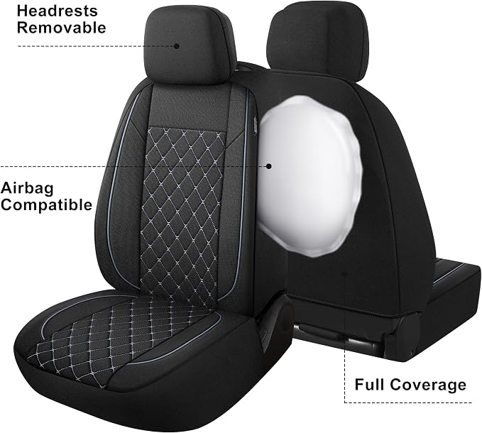 Fabric Car Seat Covers — Front Seat — Black / Gray