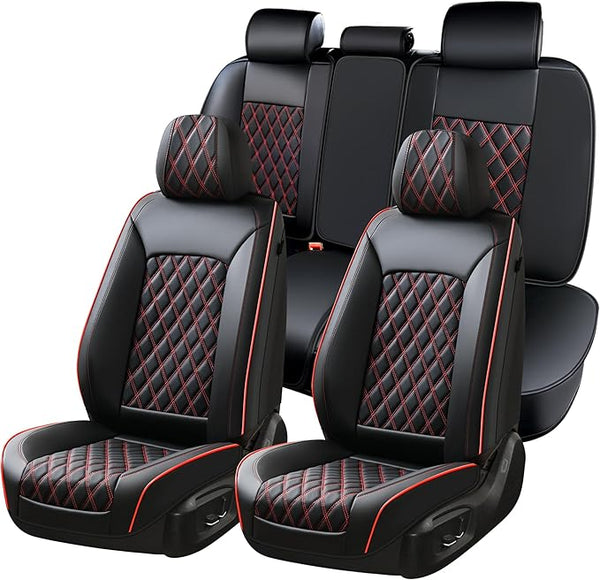 Universal Seat Covers — Full Set — Black / Red