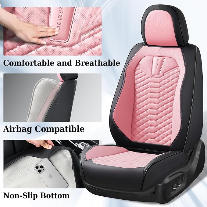 Universal Seat Covers — Full Set — Black / Pink