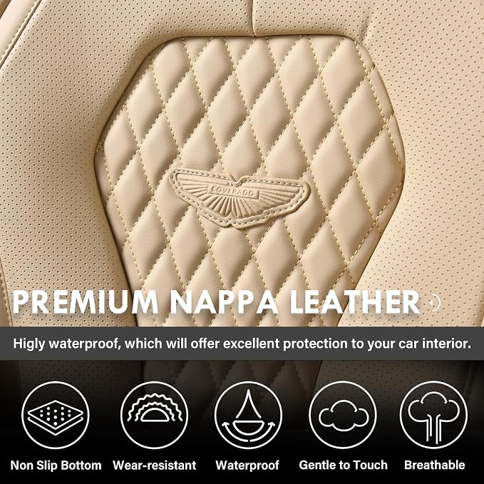 Universal Faux Leather Seat Covers — Front Seat — Beige