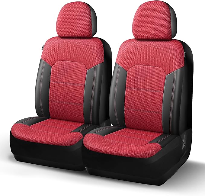 Universal Fabric Seat Covers — Front Seat — Black / Red