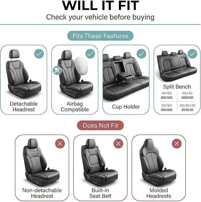 Universal Seat Covers — Full Set — Gray / Black