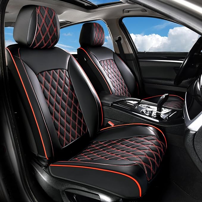 Universal Seat Covers — Full Set — Black / Red