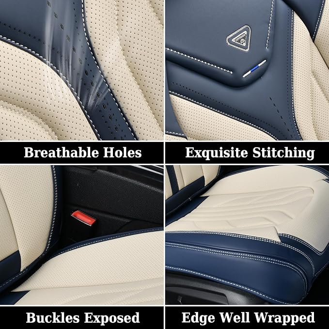 Universal Seat Covers — Full Set — Blue / Beige