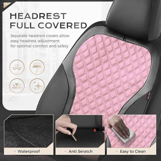 Universal Seat Covers — Front Seat — Black / Pink