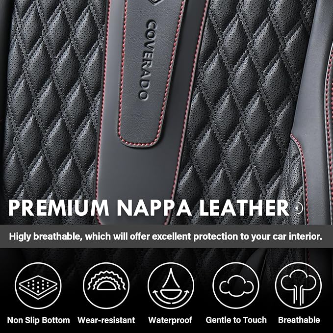 Universal Seat Covers — Full Set — Black / Red