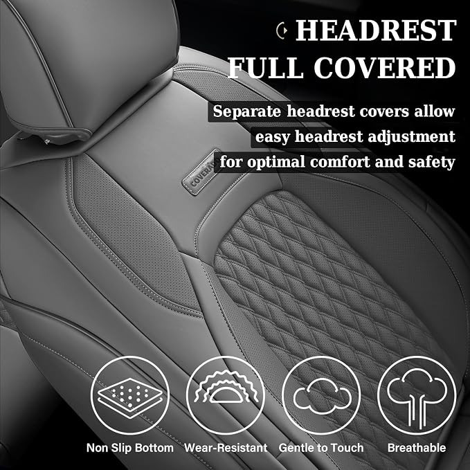 Faux Leather Seat Covers for Chevrolet Silverado / GMC Sierra — Front Seat — Gray