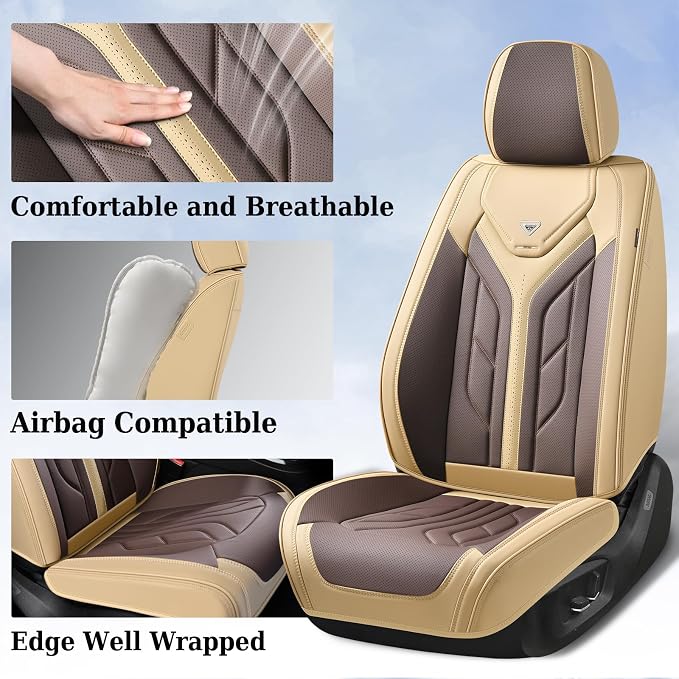 Universal Seat Covers — Full Set — Beige / Coffee