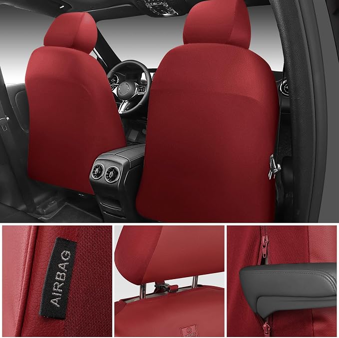 Universal Faux Leather Seat Covers — Front Seat — Burgundy