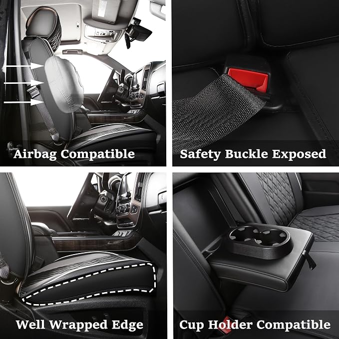 Seat Covers for Chevrolet Silverado / GMC Sierra — Full Set — Black / Gray