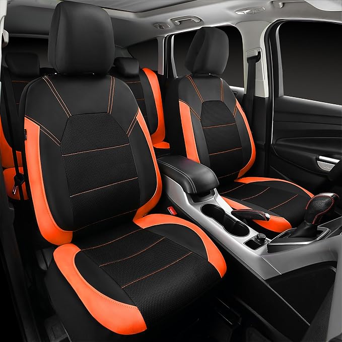 Universal Seat Covers — Full Set — Black / Orange
